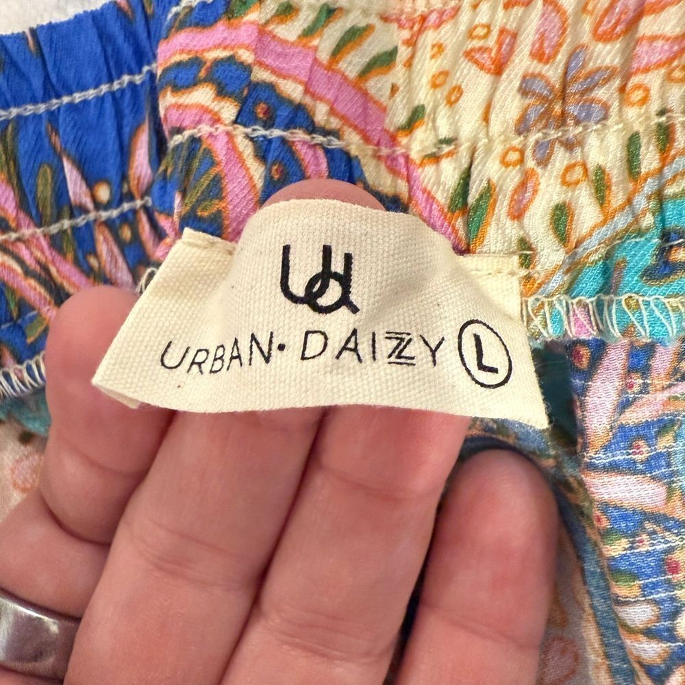 New Urban Daizy “The Madelyn" Blue Paisley Wide-leg Palazzo Pants - Picture 6 of 10